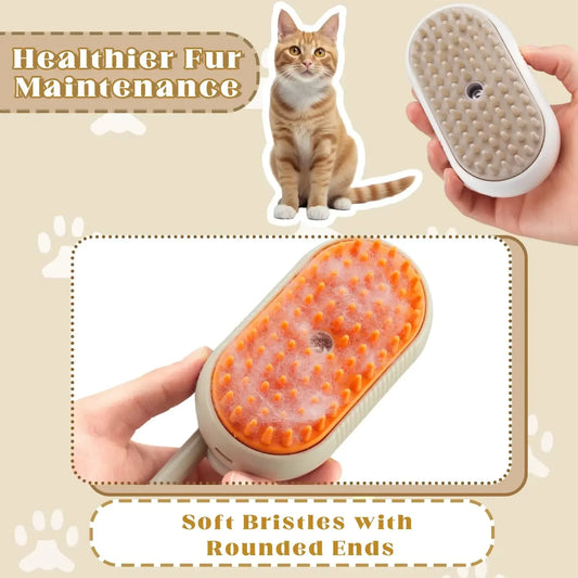 3-in-1 Pet Massage Brush with Steam Spray, Folding Rotatable Design for Hair Removal and Bathing