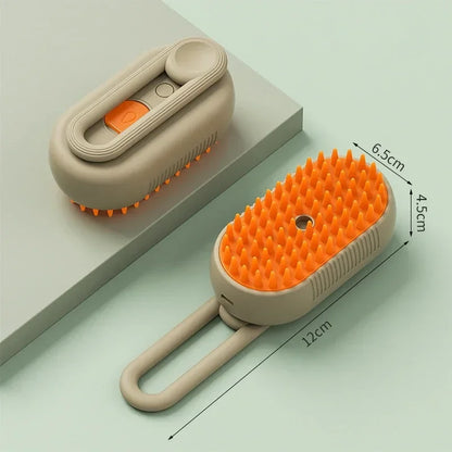 3-in-1 Pet Massage Brush with Steam Spray, Folding Rotatable Design for Hair Removal and Bathing
