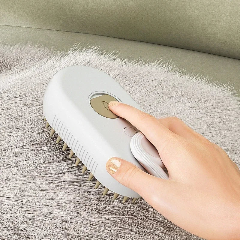 3-in-1 Pet Massage Brush with Steam Spray, Folding Rotatable Design for Hair Removal and Bathing