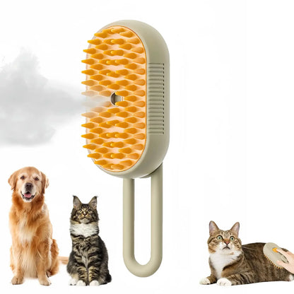 3-in-1 Pet Massage Brush with Steam Spray, Folding Rotatable Design for Hair Removal and Bathing