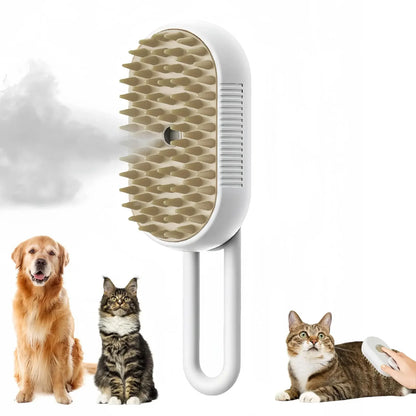 3-in-1 Pet Massage Brush with Steam Spray, Folding Rotatable Design for Hair Removal and Bathing